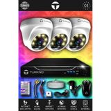 TURKNO 3 Kameralı Domie 3 İç Kamera Set 2 TB HDD Full HD Renkli Gece Görüşlü Güvenlik Kamerası Sistemi
