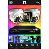 TURKNO 3 Kameralı Karie 2 İç Kamera Set HDD'siz Full HD Renkli Gece Görüşlü Güvenlik Kamerası Sistemi