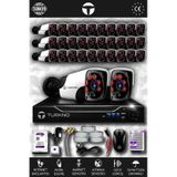 TURKNO 32 Kameralı Pania 32 Dış Kamera Set 2 TB HDD Full HD Gece Görüşlü Güvenlik Kamerası Sistemi