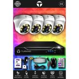 TURKNO 4 Kameralı Domie 4 İç Kamera Set 2 TB HDD Full HD Renkli Gece Görüşlü Güvenlik Kamerası Sistemi