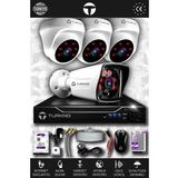 TURKNO 4 Kameralı Karia 3 İç Kamera Set 2 TB HDD Full HD Gece Görüşlü Güvenlik Kamerası Sistemi