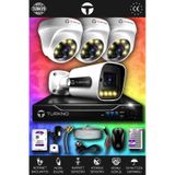 TURKNO 4 Kameralı Navie 3 İç Kamera Set 2 TB HDD Full HD Renkli Gece Görüşlü Güvenlik Kamerası Sistemi