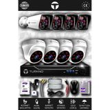 TURKNO 8 Kameralı Karia 4 İç Kamera Set 100 GB HDD Full HD Gece Görüşlü Güvenlik Kamerası Sistemi