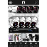 TURKNO 8 Kameralı Karia 4 İç Kamera Set HDD'siz Full HD Gece Görüşlü Güvenlik Kamerası Sistemi