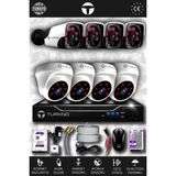 TURKNO 8 Kameralı Pania 4 İç Kamera Set 2 TB HDD Full HD Gece Görüşlü Güvenlik Kamerası Sistemi