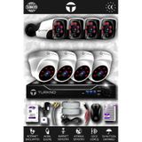TURKNO 8 Kameralı Pania 4 İç Kamera Set 250 GB HDD Full HD Gece Görüşlü Güvenlik Kamerası Sistemi