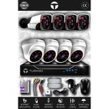 TURKNO 8 Kameralı Pania 4 İç Kamera Set HDD'siz Full HD Gece Görüşlü Güvenlik Kamerası Sistemi