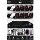 TURKNO 8 Kameralı Pania 8 Dış Kamera Set 1 TB HDD Full HD Gece Görüşlü Güvenlik Kamerası Sistemi