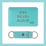 Turkuaz, Aşk Sevgi Huzur Yazılı İsme Özel, Cüzdan Ve Anahtarlık Set, Sevgiliye Hediyelik Set, Günlük Kullanıma Uygun Set, Bozuk Para Çantası, Nakit ve Kredi Kartı Tutucu