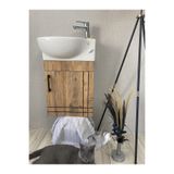 Turkuaz Banyo Ve Tuvalet Mini Köşe Lavabo 28*45 Cm Dolap Dahil Raf
