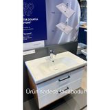 Turkuaz Cerastyle Frame 60 cm Dolap Uyumlu Beyaz Lavabo Modern Tasarım ve Kolay Temizlik
