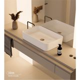 Turkuaz Cerastyle (Hera) Tezgah Üstü Çanak Lavabo B.deliksiz 60X38 - Beyaz