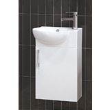 Turkuaz Cerastyle Küçük Mini Köşe Lavabo 28*45 ve Banyo Dolabı