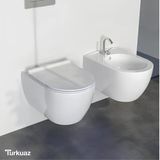 Turkuaz City Kanalsız Beyaz Asma Klozet Set002008, Turkuaz City Bella Yavaş Kapak