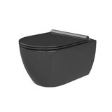 Turkuaz City Kanalsız Mat Antrasit Gizli Montaj Asma Klozet Set002074, Turkuaz City Bella Duroplast Yavaş Kapak