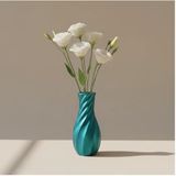 Turkuaz Dekoratif Burgu Vazo 15 cm – El Yapımı Taş Tozu & Reçine Modern Vazo, Coastal Minimal Masa ve Sehpa Dekoru