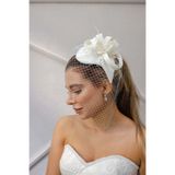Turkuaz Gelin Kep/Gelin Vualet/ Düğün Nikah Beyaz İnci Tül Şapka