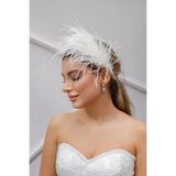Turkuaz Gelin Saç Aksesuarı/ Düğün Nikah Tüylü Beyaz Taç