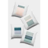 Turkuaz Geometrik Çift Taraf 4'lü Set Kırlent Kılıfı 4KR016