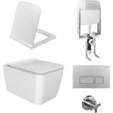 Turkuaz Hera Rimless Asma Klozet +klozet kapağı melamin + Gömme Rezervuar Takım - Beyaz