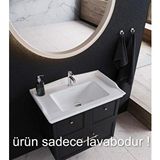 Turkuaz Kapadokya Etajer Uyumlu Lavabo, 65x48 Cm Beyaz
