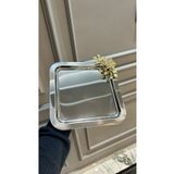 Turkuaz kristal 6 lı Kare Kahve Çay Tek Kişilik Metal Sunum Tepsi