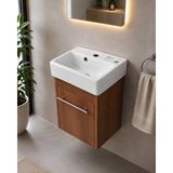 Turkuaz Lavabolu 28X37.5 cm Mini Banyo Dolabı Kiraz Renk Mdf