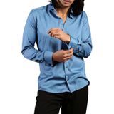 Turkuaz Mavi Dar Kesim Micro Kumaş Kol Düğmeli Slim Fit Erkek Gömlek - 201-18