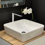 Turkuaz One Lavabo 46*46 Cm, Tezgah Üstü Çanak Kare Model Ekru