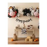 turkuaz parti 40'lı ÇİFTLİK KONSEPT BALON SETİ,2 ADET İNEK FOLYO,HAPPY BİRTHDAY YAZI