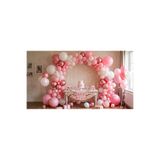 turkuaz parti 50'li PEMBE FİYONK KONSEPT BALON SETİ,HAPPY BİRTHDAY BANNER