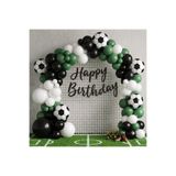 turkuaz parti FUTBOL KONSEPT BALON SETİ 65'Li,FUTBOL FOLYO BALON,SİYAH HAPPY BİRTHDAY YAZI