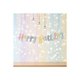 turkuaz parti MAKARON HAPPY BİRTHDAY KALİGRAFİ BANNER,MAKARON HAPPY BİRTHDAY YAZI,
