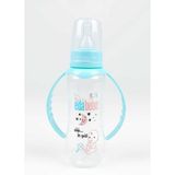 Turkuaz Renkli 250ML Kulplu Bebek Biberonu, Sağlıklı ve Güvenli Kullanım - Ahşap - Ceviz