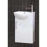 Turkuaz Seramik Cerastyle Küçük Mini Köşe Lavabo 28 x 45 CM Ve Banyo Dolabı