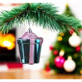 Turkuaz ve Pembe Simli Cupcake Noel Ağacı Süsü, Metalik Parlak Yılbaşı Dekorasyonu, 2 Parça Set Yılbaşı Süsü Simli Parlak Hediye Paketi 2'li Mavi Pembe 10 cm