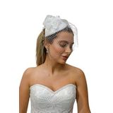 Turkuaz(134) Gelin Kep/Gelin Vualet/Düğün Nikah Taş Tül Beyaz Şapka Beyaz Standart