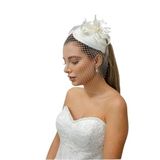 Turkuaz(479) Gelin Kep/Gelin Vualet/Düğün Nikah İnci Tül Kırık Beyaz Şapka Beyaz Standart