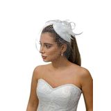 Turkuaz(482) Gelin Kep/Gelin Vualet/Düğün Nikah Taş Tül Otriş Beyaz Şapka Beyaz Standart