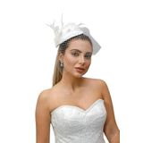 Turkuaz(484) Gelin Kep/gelin Vualet/düğün Nikah Otriş Fiyonk Beyaz Şapka Beyaz Standart
