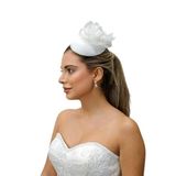 Turkuaz(488) Gelin Kep/Gelin Vualet/Düğün Nikah Sade Çiçek Şapka Beyaz Standart