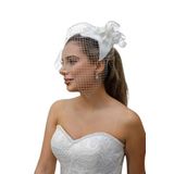 Turkuaz(491) Gelin Kep/Gelin Vualet/Düğün Nikah Çiçek Tül Şapka Beyaz Standart