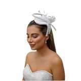 Turkuaz(494) Gelin Kep/Gelin Vualet/Düğün Nikah Beyaz Taş Tül Şapka Beyaz Standart