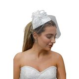 Turkuaz(498) Gelin Kep/Gelin Vualet/Düğün Nikah Beyaz Taş Fiyonk Şapka Beyaz Standart