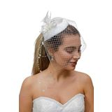 Turkuaz(500) Gelin Kep/Vualet/Gelin Düğün Nikah Beyaz Şapka Beyaz Standart