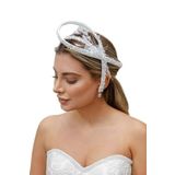 Turkuaz(503) Gelin Saç Aksesuarı/Düğün Nikah After İnci Tüy Beyaz Gelin Taç Beyaz