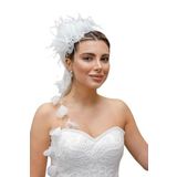 Turkuaz(514) Gelin Saç Aksesuarı/Düğün Nikah Çiçek Otriş Beyaz Gelin Taç Beyaz