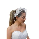 Turkuaz(526) Gelin Saç Aksesuarı/Nikah Düğün Çiçek İnci Beyaz Taç Beyaz
