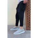 Turkuaze Ba0003 Bağcıklı Klasik Spor Gri Renk Keten Yüksek Taban Casual Erkek Ayakkabı