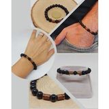 Turmalin & Oniks Taşı 8mm Unisex Tasarım Bileklik Hawaii Model (2913)